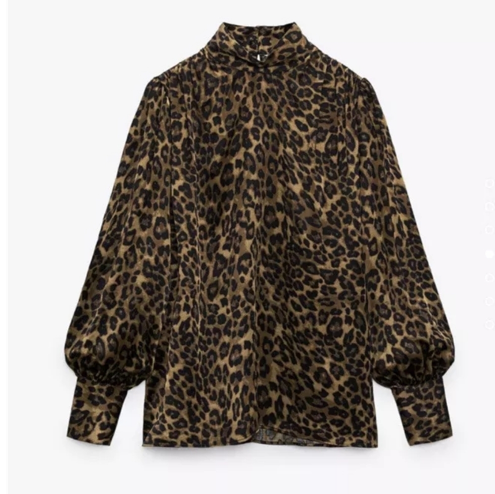 ZARA WOMAN ANIMAL PRINT SHIRT Top Blouse Leopard